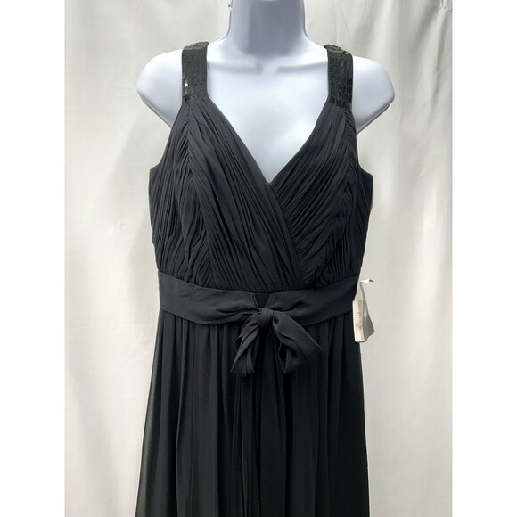Anne Klein 100% Silk Black Women's Size 10 Sleeveless Dress Sparkle Straps Party - Picture 3 of 16